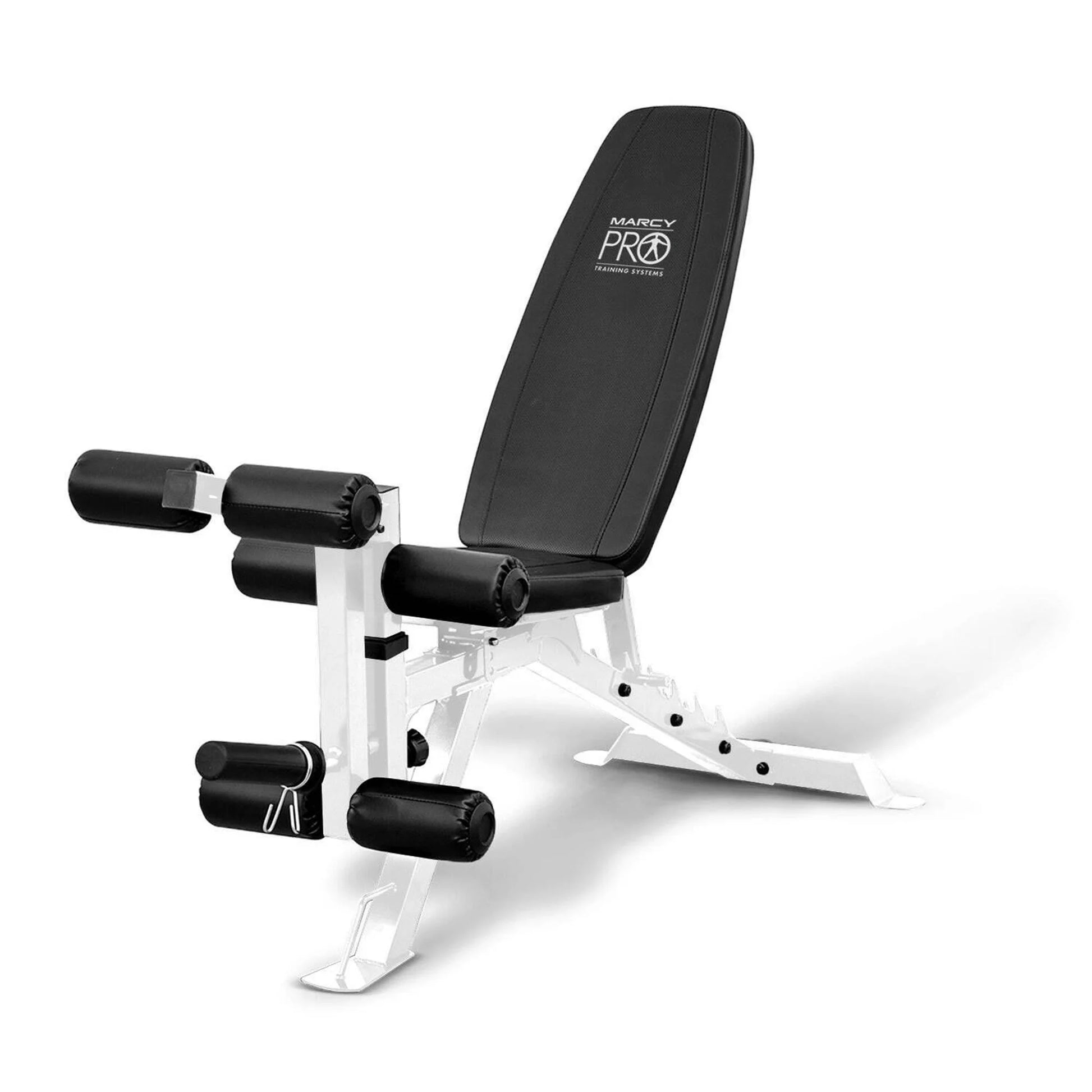 Foldable and Adjustable Weight Bench with Leg Extension, White/Black