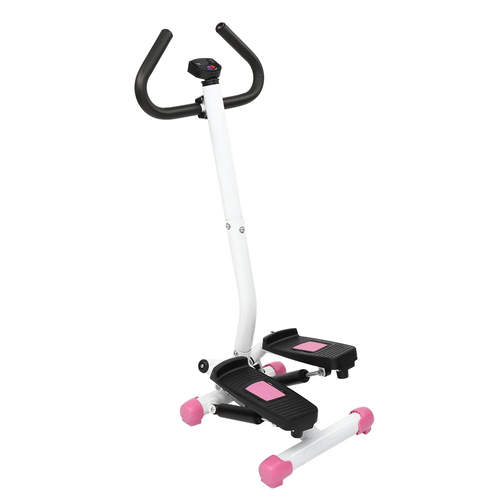 Mini Aerobic Stepper, Stair Climber Twist Fitness Machine with Handle, Pink